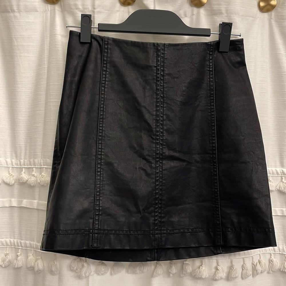 SOLD**** FREE PEOPLE black faux leather skirt
